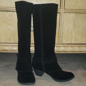Genuine suede leather knee high boots
